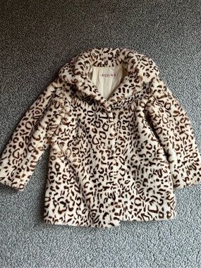 Bonpoint Cream & Brown Faux-Fur Leopard Puffer Coat